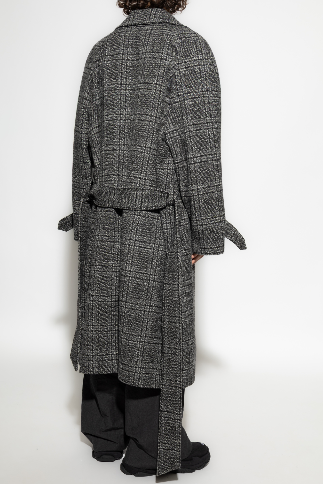 高級品 BALENCIAGA ロングコート シェブロン柄 グレー ウール modescape_rc-it7r4occ91ry-luq2